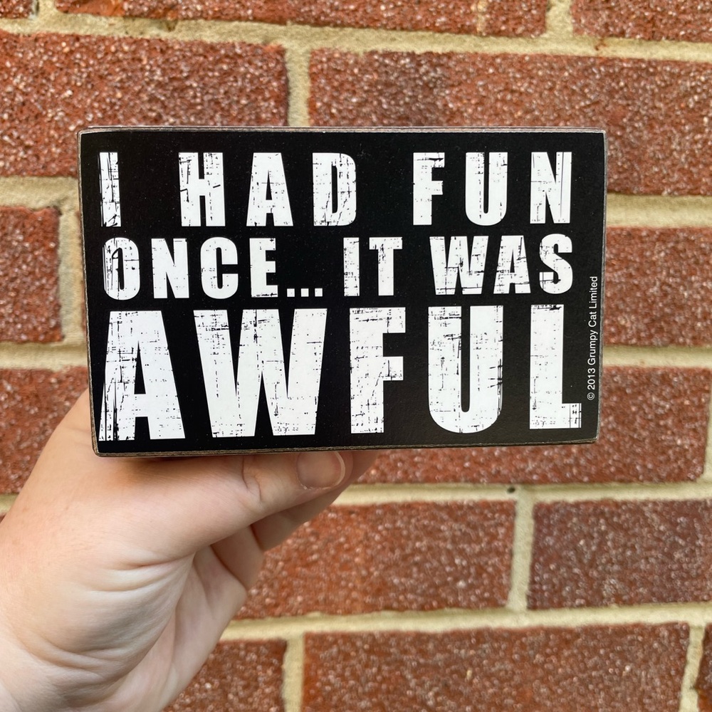 Hallmark Grumpy Cat Sign - I Had Fun Once… It Was Awful - Brand New with Tags - Picture 3 of 14
